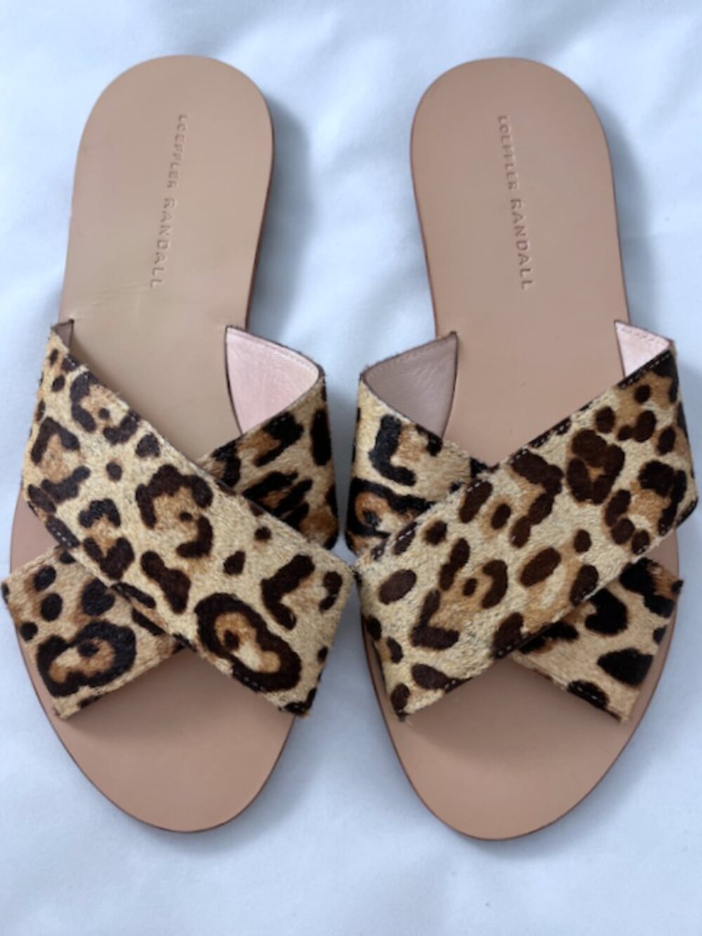 Loeffler Randall Leopard Calf Hair Sandals — Size 8